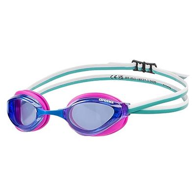 Arena Unisex Python Racing Zwembril voor Mannen en Vrouwen Anti-Fog Niet-Spiegel Lens Max Comfort Dual Strap, Blauw/Fuchsia/Water