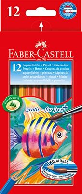 Faber-Castell 114413 - Estojo de cartão com 12 ecolápis aguarela de cores e pincel, multicolor