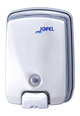 Jofel - Distributeur de savon pour fixation murale, rechargeable, capacité 1 l, distributeur de savon pour la salle de bain, anti-vandalisme et robuste, anti-goutte et anti-corrosion, Futura AC54500