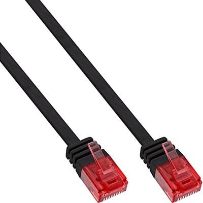 InLine 71607S patchkabel platt, U/UTP, Cat.6, svart, 7 m