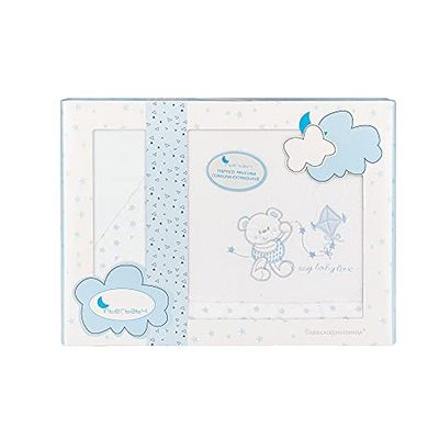 Parure de lit en coralina pour mini-berceau "Baby Love" blanc et bleu