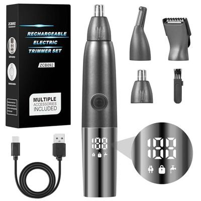Brencco Taglia Peli Naso e Orecchie, 4 in 1 Tagliapeli Naso Ricaricabile USB Taglia Peli Professionale Impermeabile IPX7 per Capelli del Barba, Sopracciglia e Capelli del Viso