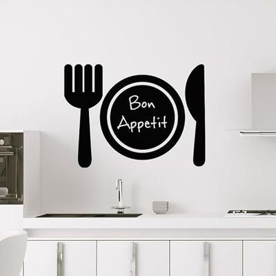 Ambiance - Adhesivo decorativo para pared, diseño de cubiertos de mesa, 80 x 110 cm, color negro