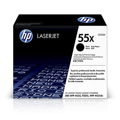 HP 55X CE255X pack de 1, haut rendement, toner d'origine, imprimantes HP LaserJet, noir, XL