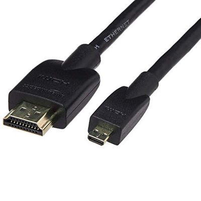 Amazon Basics Micro HDMI naar HDMI displaykabel, 18Gbps high-speed, 4K@60Hz, 2160p, 48-Bit kleur, Ethernet Ready, 1,8 m, zwart