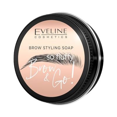 Eveline Cosmetics Brow & Go! Sapone per Sopracciglia Vegano, Formula Gel a Lunga Durata per Sopracciglia Perfette - 25g