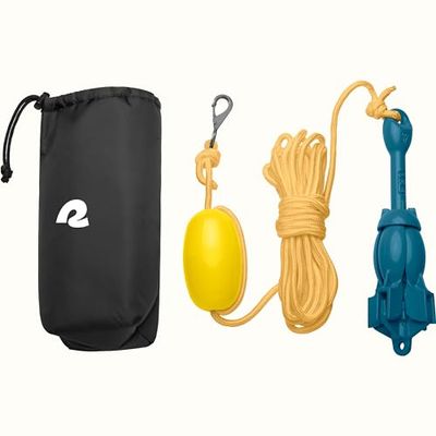 Retrospec Steunpilaar 1,6 kg opvouwbare grapnel ankerset met 26FT touw, PP-boei, waterbestendige reistas en roestbestendige karabijnhaak en anker voor opblaasbare paddleboards, dokken en kajaks