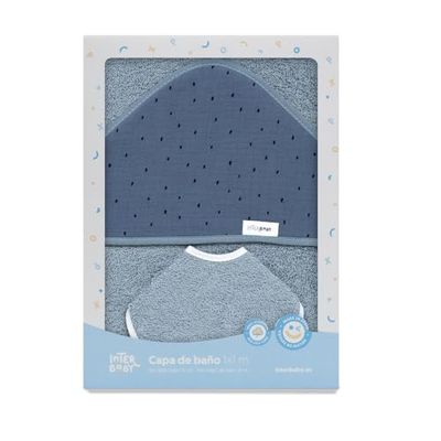 Badjas 1x1 m van mousseline stippen voor baby's, olie, 100% katoen & babero, rond, 20 x 20 cm INTERBABY