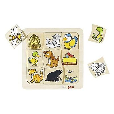 Goki - 2041687 - Puzzle En Bois À Encastrement - Qui Vit Où?