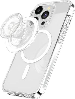 PopSockets: PopGrip Round per Magsafe - Anello Adattatore per MagSafe Incluso - Supporto e Impugnatura per Telefoni Cellulari e Custodia con un Top Intercambiabile - Clear