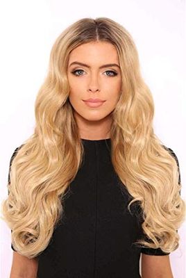 Lullabellz Super Thick Natural Wavy Clip In Hair Extensions 5-Piece, 22-Inch Length, Jet Black