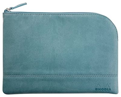 Rhodia 116635C - Rhodiarama pochette zippé en simili cuir italien - taille M (16x22 cm) EAU