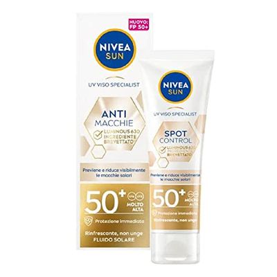 NIVEA SUN Fluid Triple Protection SPF50+ 40 ml Tub, 50+ solkräm i lätt vätska, ansiktssolskydd med hyaluronsyra och vitamin E för daglig användning