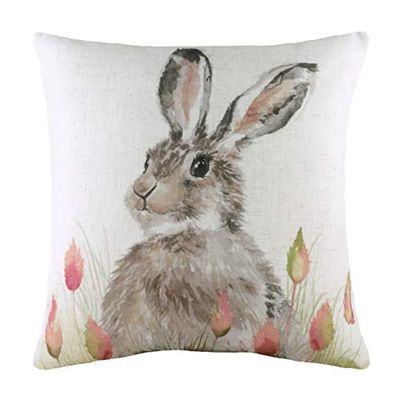 Evans Litchfield Hedgerow Hare polyester fylld kudde, vit, 43 x 43 cm