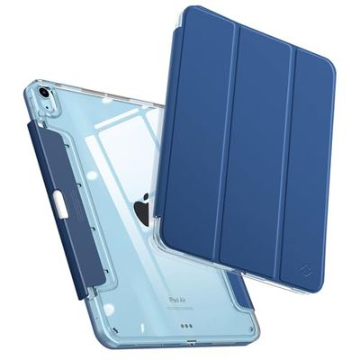 Fintie Hoes voor iPad Air 11 inch M2 (2024), iPad Air 5e generatie (2022) / 4e Gen 10,9 inch, kristalheldere achterkant met discrete, intrekbare penhouder,Navy