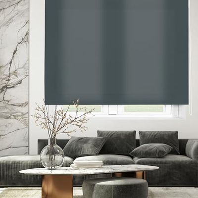 Blindecor Ara Lichtdoorlatend rolgordijn linnen, Manual, Grijze tuin, 100 x 175 cm