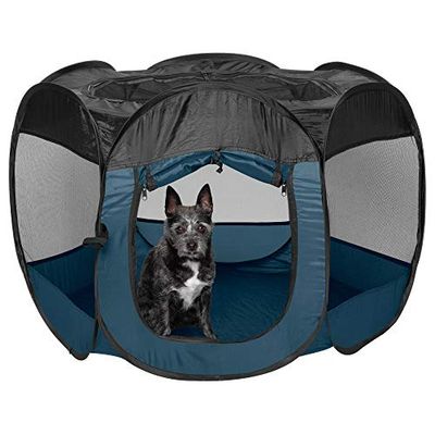 Furhaven Pop Up Playpen Pet Tent Playground - Sailor Blue, Small