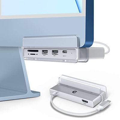 Hub USB C 6 en 1 para iMac 24 Inch 2021 con HDMI 4K, USB C a 10Gbps y USB 3.1 Gen2 Tipo-A, Lectores de Tarjetas SD/TF Accesorios iMac para MacBook Air/Pro M1, Surface