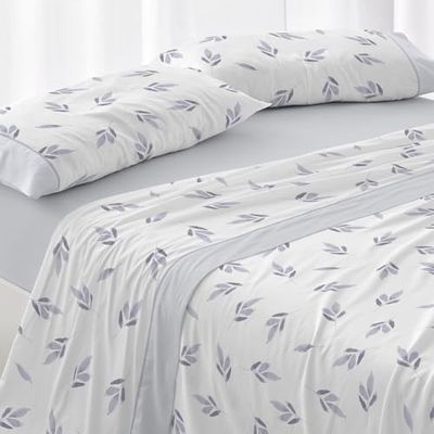 Burrito Blanco | Set di lenzuola | Letto da 90 cm (+misure disponibili) | Poliestere 50% cotone 50% | Design 532 | Colore blu (90 x 190/200 cm)