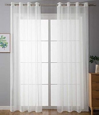 Gardinenbox 20332-cn2 Lot de 2 Rideaux à œillets Transparent Uni 100% Polyester Blanc 175 x 140 cm
