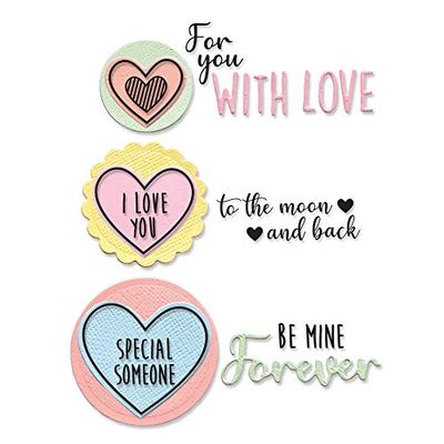 Sizzix Framelits Die w/Stamps 665066 Love Hearts by Olivia Rose 8 Pack, Multicolour, One Size