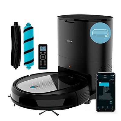 Cecotec Robot Aspirador y Friegasuelos con Base de Autovaciado Conga 2290 Ultra Home T. Tecnología Gyro, Incluye Base de Autovaciado, App Control, 2 Cepillos, 2100 Pa, 160 min Autonomía