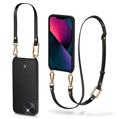 CYRILL by Spigen ClassicCharm Coque Cordon Compatible iPhone 13 6.1" (2021) étui à Sangle à bandoulière dragonne - Noir