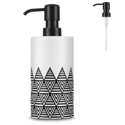 Luxspire Soap Dispenser, Lotion Soap Pump Dispenser Bottle, Refillable Shampoo Container, Decorative Hand Soap Resin Dispenser for Bathroom Countertop, Kitchen, 430ml/14.5oz - White+Black