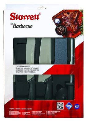 Starrett Stainless Steel Barbecue BBQ Knife Set - 6-Pieces - Black Handle