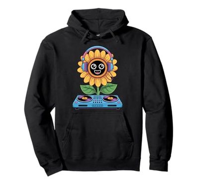 Sunflower Smiles Plant Dj Beats Pullover Hoodie