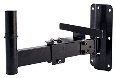 PROEL KP570 - Supporto robusto in acciaio tubolare a parete per casse acustiche con staffa posteriore di sicurezza e tubi terminali da 35mm, Nero Opaco