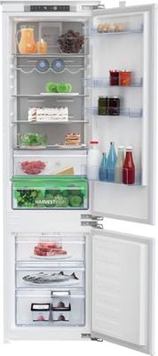 Beko BCNA306E4FN Réfrigérateur combiné encastrable - Volume total 284L : 69L (Congélation) + 215L (Réfrigération), No Frost, Dual Cooling, HarvestFresh, Écran LED, Zone 0°C, Blanc, Classe E