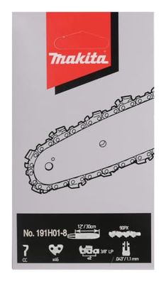 Makita 191H01-8 - Cadena de sierra (30 cm, 90 PX, 46 eslabones, 1,1 mm, 3/8 pulgadas, LP, semicincel, doble corte, bajo retroceso, corte grueso)