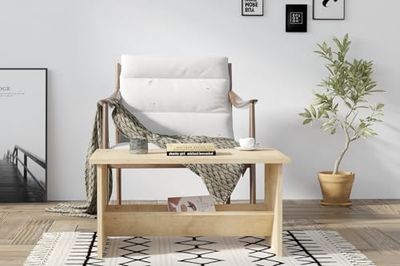 Hanah Home Nowoczesny stolik kawowy z dębu, 80 x 50 x 40 cm, 100% pokryta melaminą, 18 mm | Wall-Fixable, Extra Storage, skandynawskie wzornictwo
