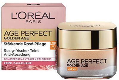 L'Oréal Paris Tagespflege, Age Perfect Golden Age, Anti-Aging Gesichtspflege, Festigung und Glanz, Für reife und fahle Haut, LSF 20, Mit Pfingstrosen-Extrakt, 50 ml