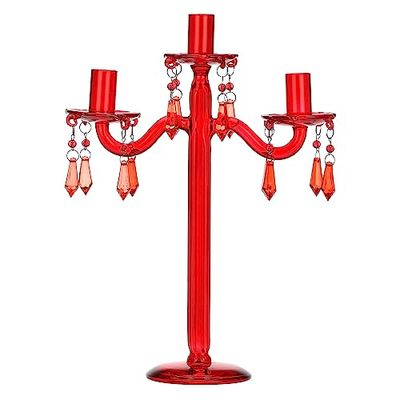 Rituali Domestici - Candelabro gocce rosso 3 bracci in vetro Luminando