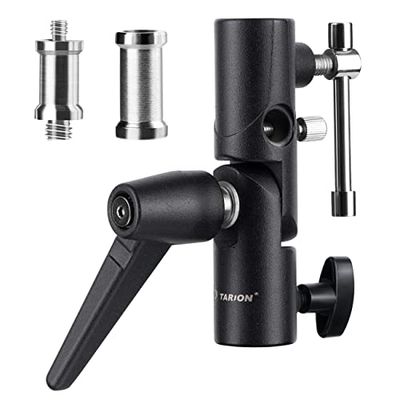 TARION H-Shape giratoria inclinable Metal Paraguas Softbox Soporte Flash Adaptador 180 ° Ajustable para 1/4 "3/8" lámpara trípode de Montaje de pie (Shoeholder3)