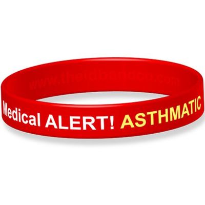 The ID Band Company Alert! Asthmatic Bracelet en silicone Rouge 18 cm