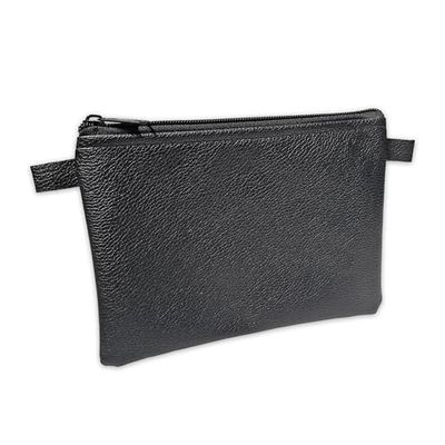 Petit sac bancaire avec fermeture éclair en cuir synthétique, noir, 20 x 14 cm, pour documents jusqu'au format A6
