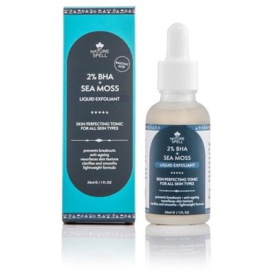 Nature Spell 2% BHA Liquid Exfoliant, Minimises Pores & Prevents Breakouts, Enriched with Sea Moss & Salicylic Acid, Vegan, 30ml