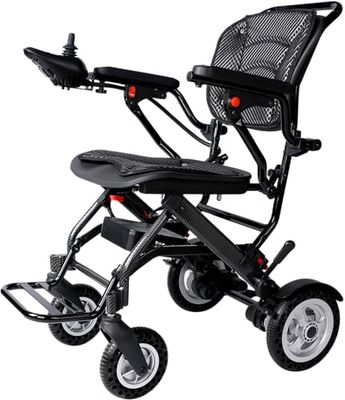 Antar Fauteuil roulant électrique pliable, léger, en aluminium avec revêtement en carbone, 10A, 100 kg, noir