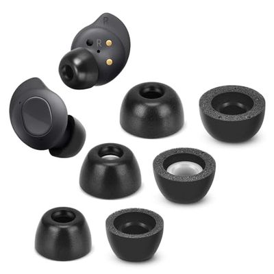 Memory Foam Tips for Samsung Galaxy Buds FE, No Silicone Eartips Pain, Anti-Slip Replacement Ear Tips, Fit in The Charging Case, Reducing Noise Earbuds, 3 Pairs (Assorted Sizes S/M/L, Black)