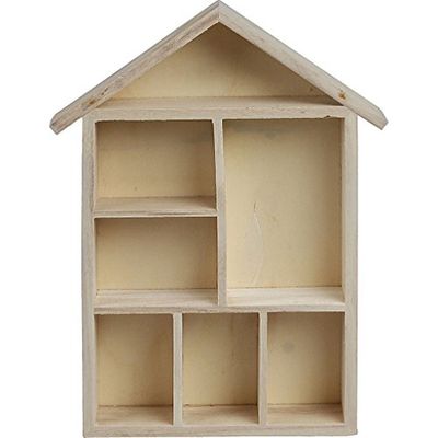 Creativ 575160 Étagère en Bois en Forme de Maison avec 7 Petits Compartiments, Beige