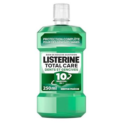 Listerine - Bain de Bouche Total Care Dents et Gencives (bouteille de 250 ml) – Soin bucco-dentaire protection émail 10 bénéfices en 1 – Bain de bouche pour une haleine fraîche durable