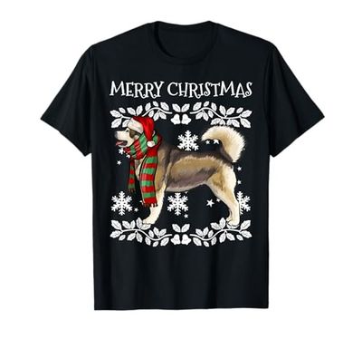 Merry Christmas Ornament Alaskan Malamute Xmas Santa T-Shirt