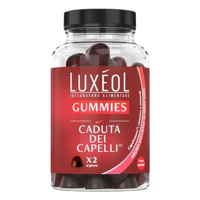 LUXÉOL - Integratore Alimentare Gummies Caduta Dei Capelli - A Base Capelvenere - Gusto Ribes Nero - Prodotto in Francia - Programma di 1 mese - 60 Caramelle Gommose