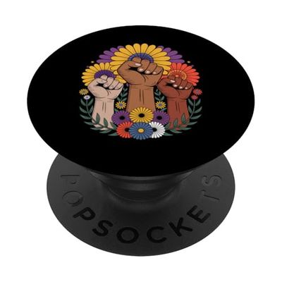 Feminista Flor Puño Levantado Justicia Social Movimiento Igualdad PopSockets PopGrip Adhesivo