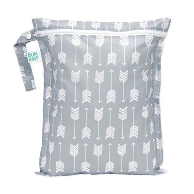 Bumkins Wetbag, wasbaar, herbruikbaar voor reizen, strand, zwembad, kinderwagen, luiers, vuile gymkleding, natte badpakken, toiletartikelen, 30 x 35 cm, Grijs Pijl