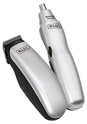 Wahl - Set da viaggio con epilatore di precisione per naso e regolabarba, funzionamento a batteria, con custodia