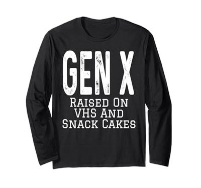 Gen X sollevato su VHS e snack torte umorismo divertente detto Maglia a Manica